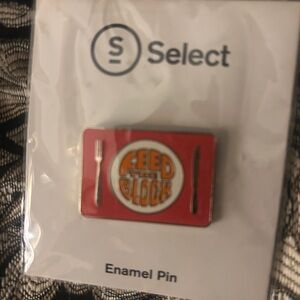 Enamel Pin - Red "Feed the Block" Design